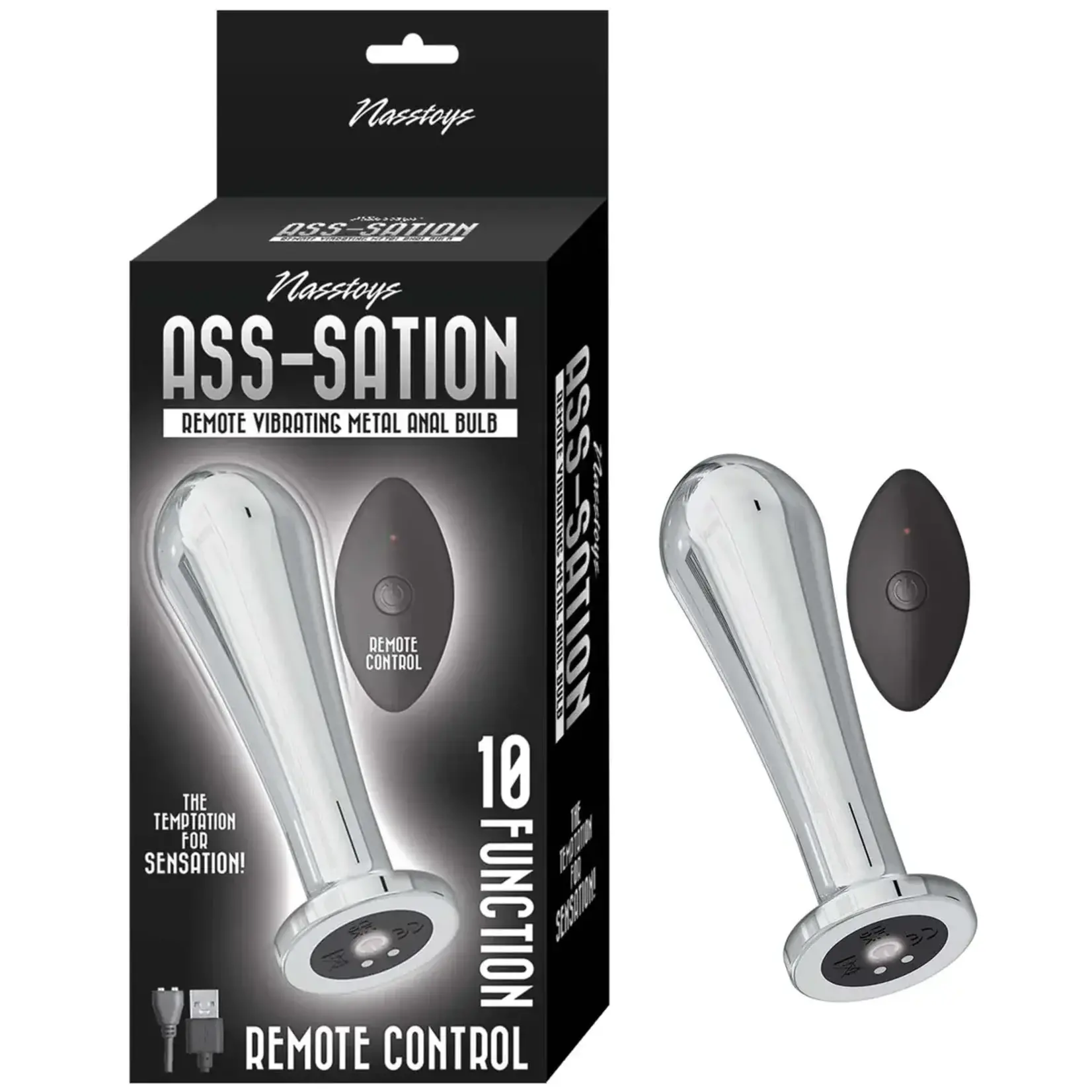 NASSTOYS Ass-sation Remote Vibrating Metal Anal Bulb - Silver