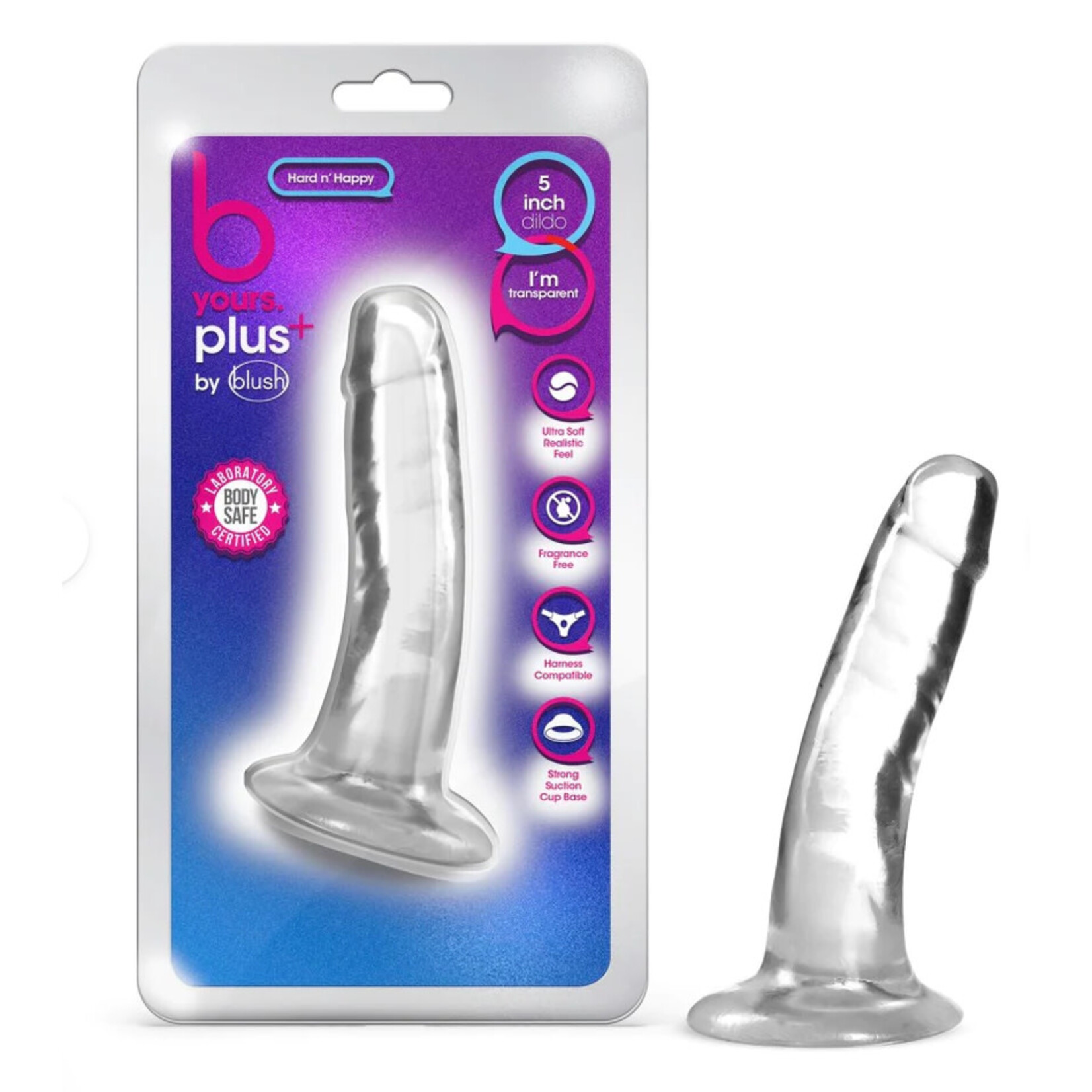 B Yours Plus Blush B Yours Plus 5" Hard n' Happy Dildo - Clear