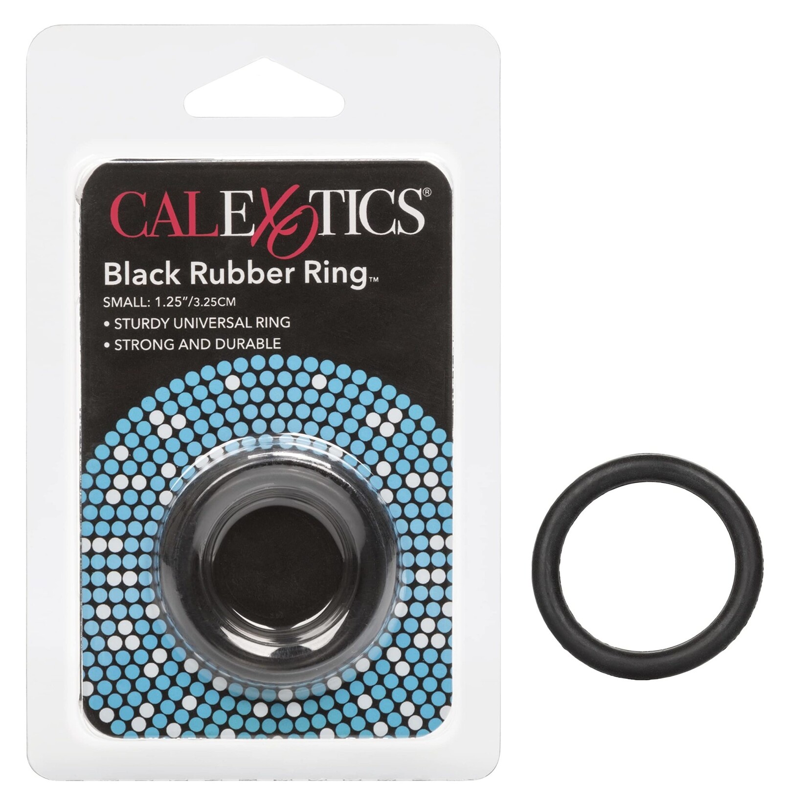 Calexotics Black Rubber Cock Ring - Small - Black