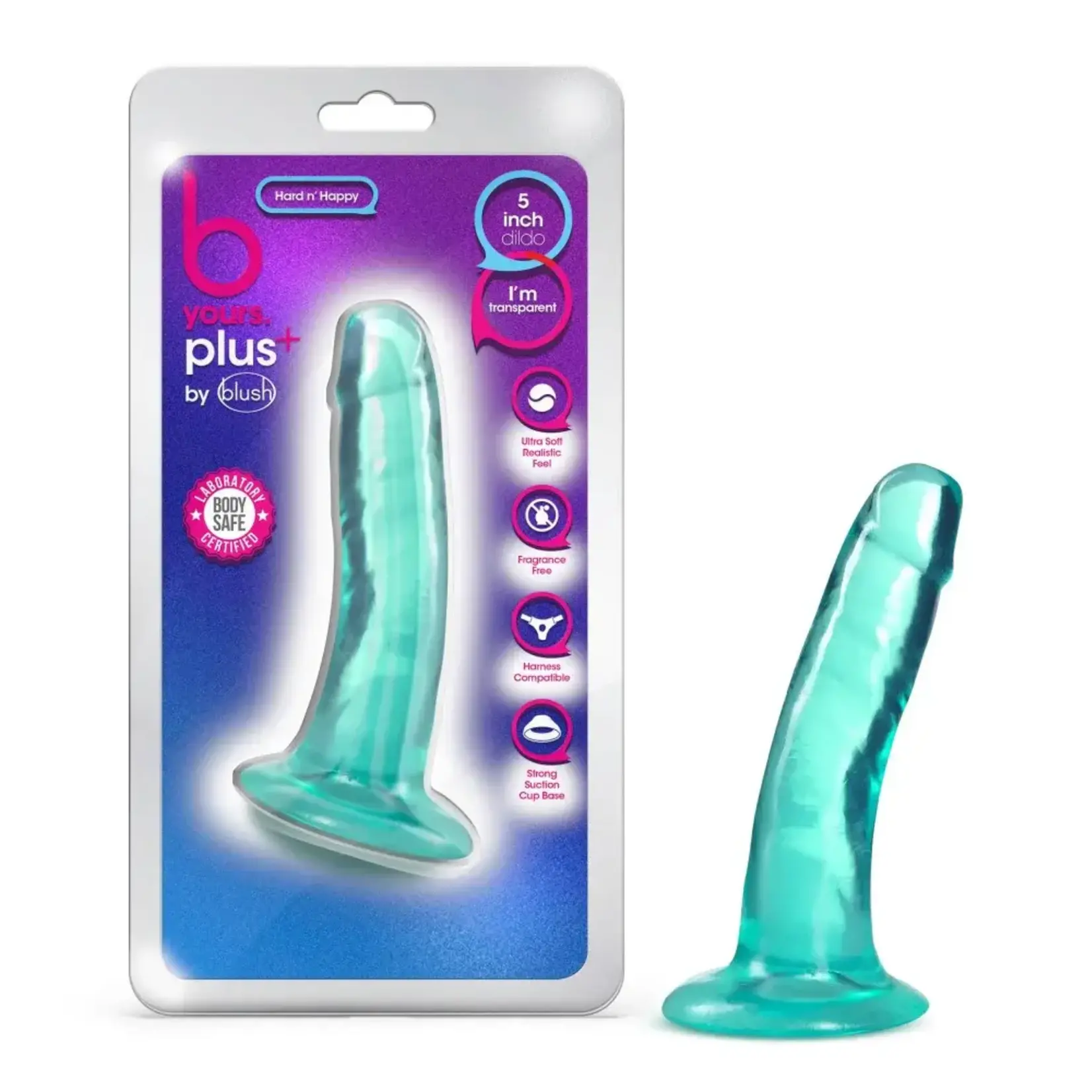 B Yours Plus Blush B Yours Plus 5" Hard n' Happy Dildo - Teal