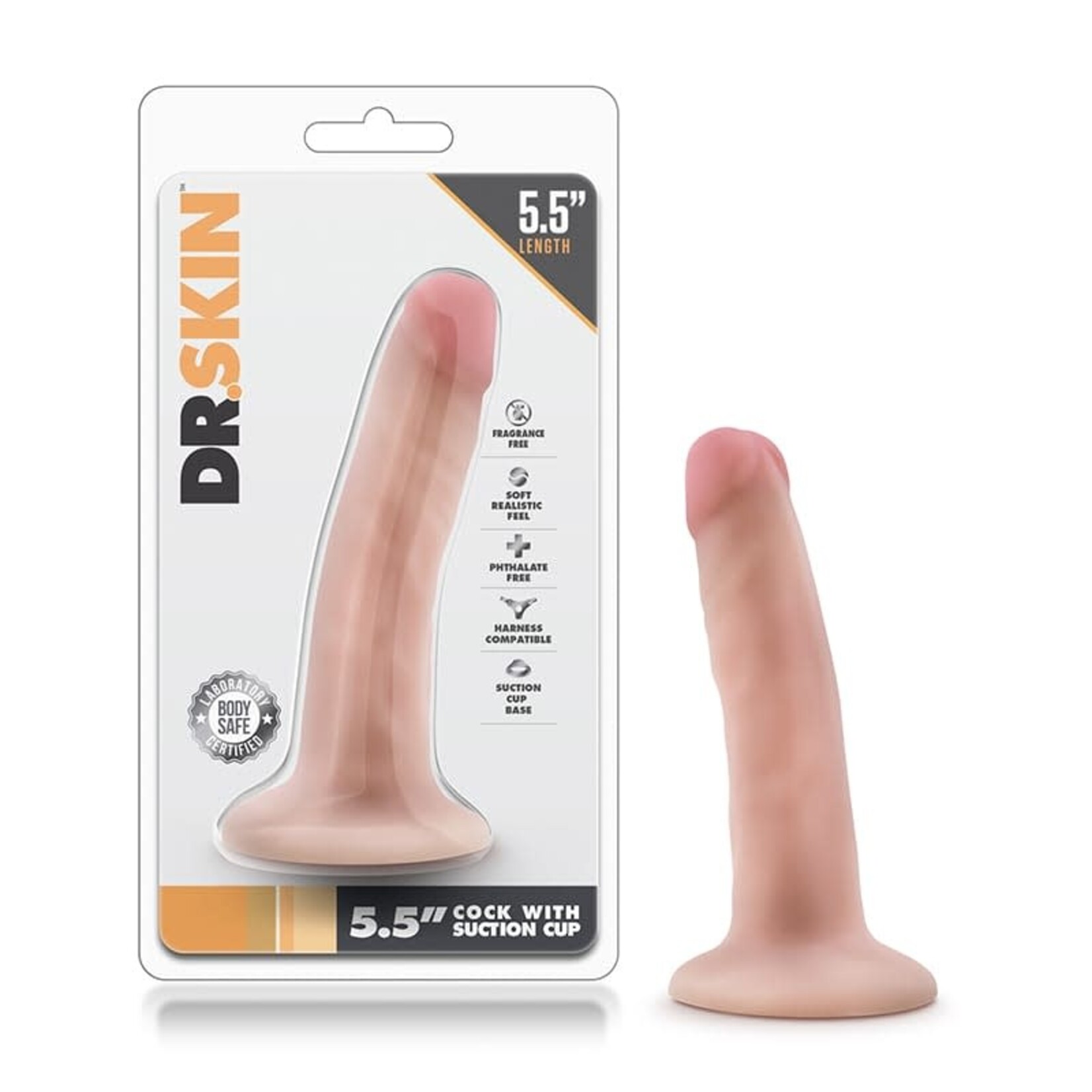 Blush Novelties Dr. Skin Dildo with Suction Cup 5.5in - Vanilla