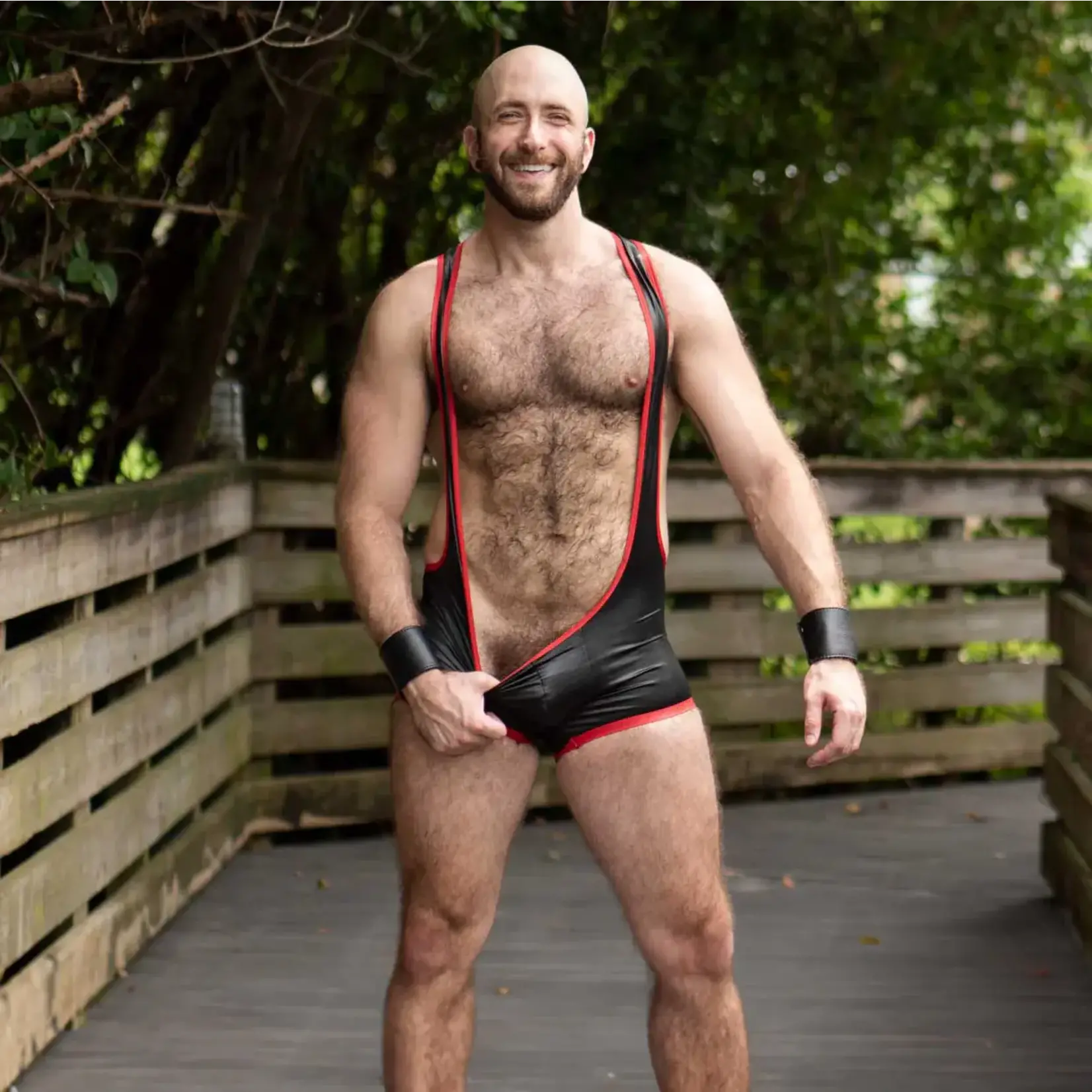 Gruff Pup Gruff Pup Impulse Assless Singlet - Black/Red