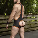 Gruff Pup Gruff Pup Mesh Pro Assless Singlet- Black/Orange