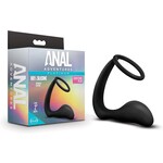 Blush Novelties Anal Adventures Platinum Silicone Cock Ring And Butt Plug - Black