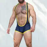 Gruff Pup Gruff Pup Mesh Pro Assless Singlet-Navy/Yellow