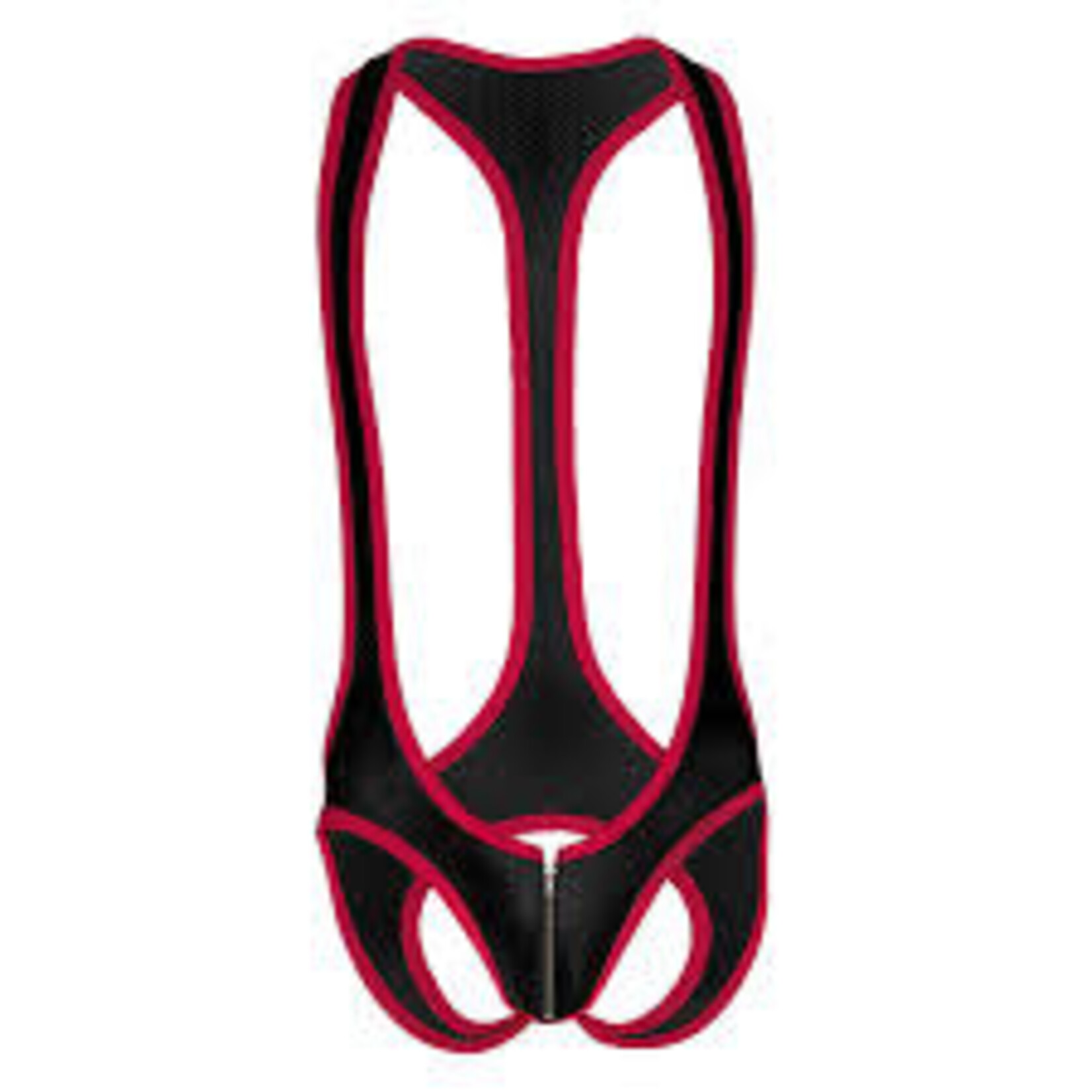 Gruff Pup Gruff Pup - Mesh Pro Body Suit Black/Red Assless