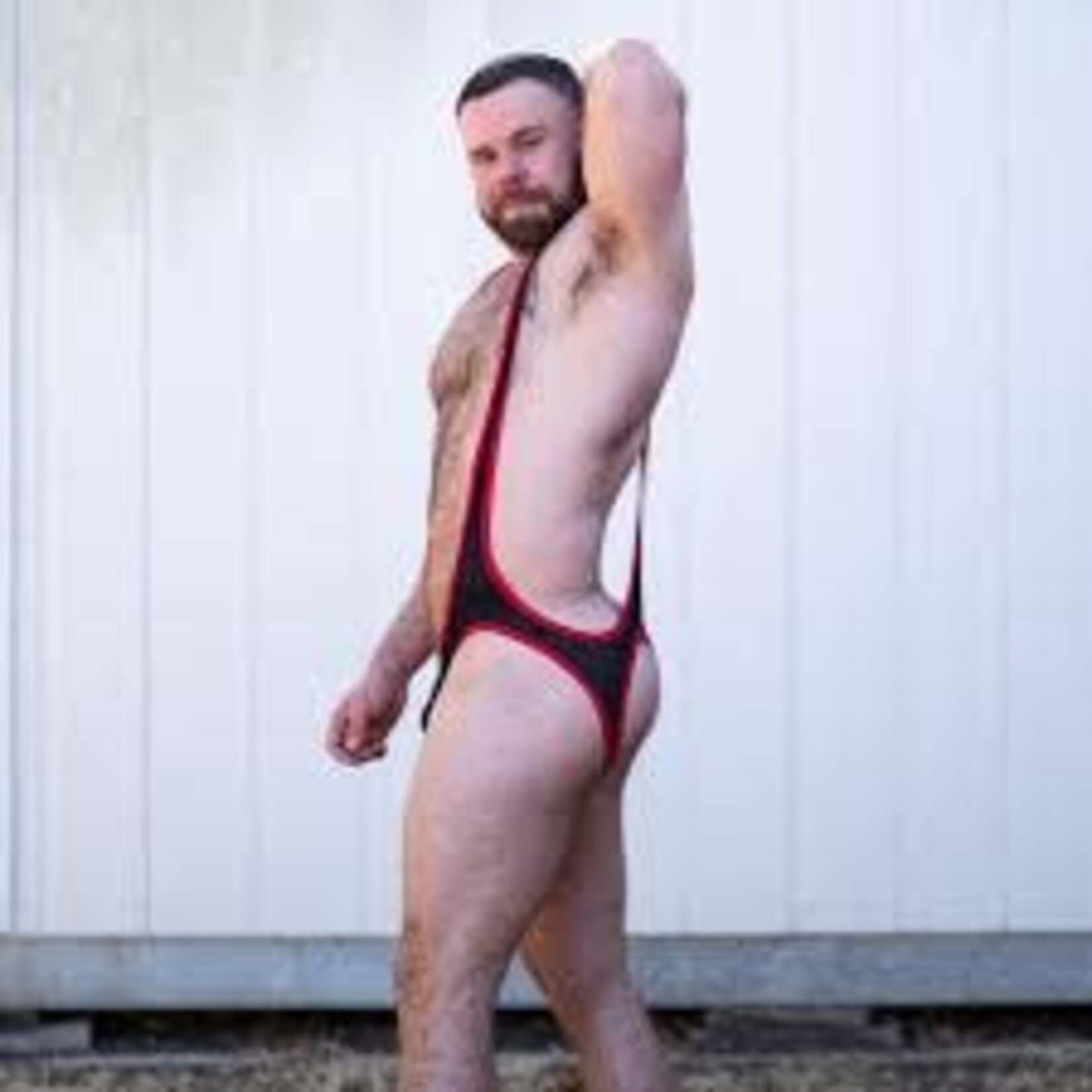 Gruff Pup Gruff Pup - Mesh Pro Body Suit Black/Red Assless