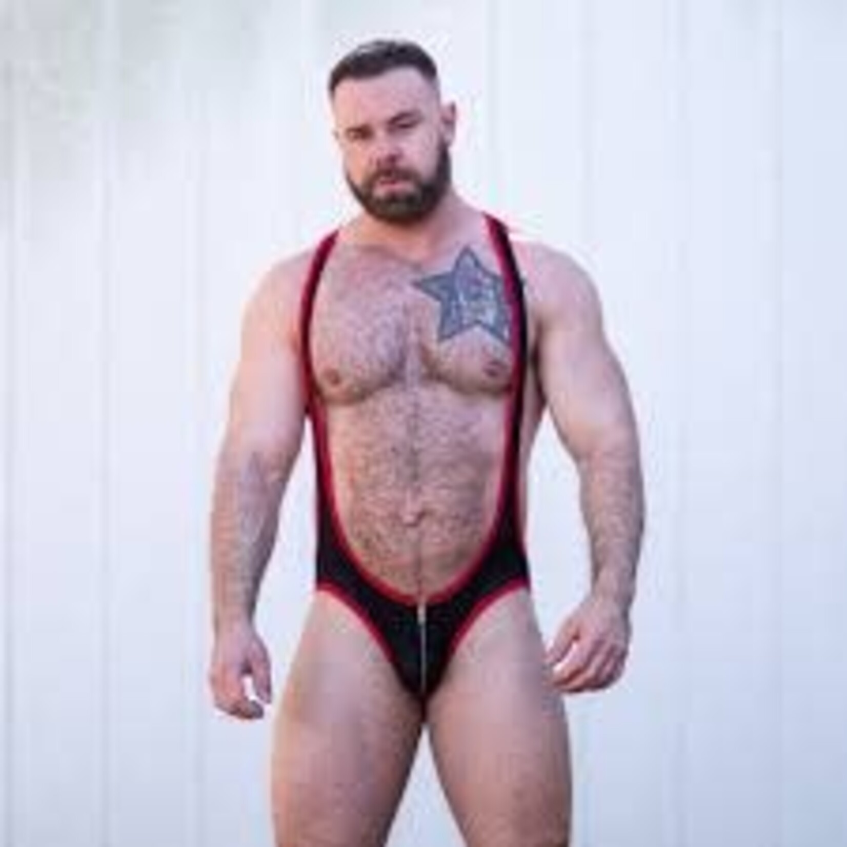 Gruff Pup Gruff Pup - Mesh Pro Body Suit Black/Red Assless