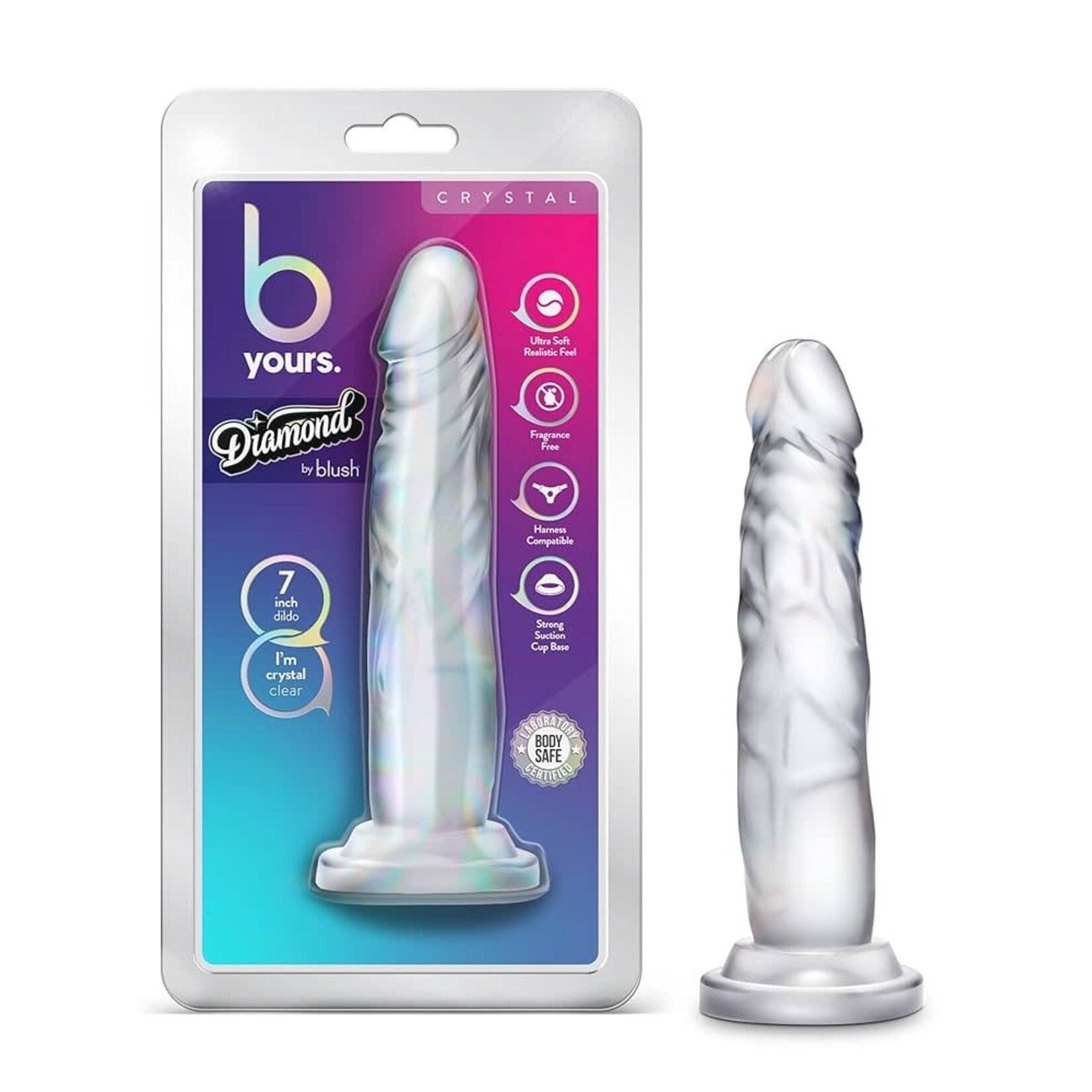 B Yours Plus Blush B Yours Plus 7" Diamond Crystal Dildo - Clear