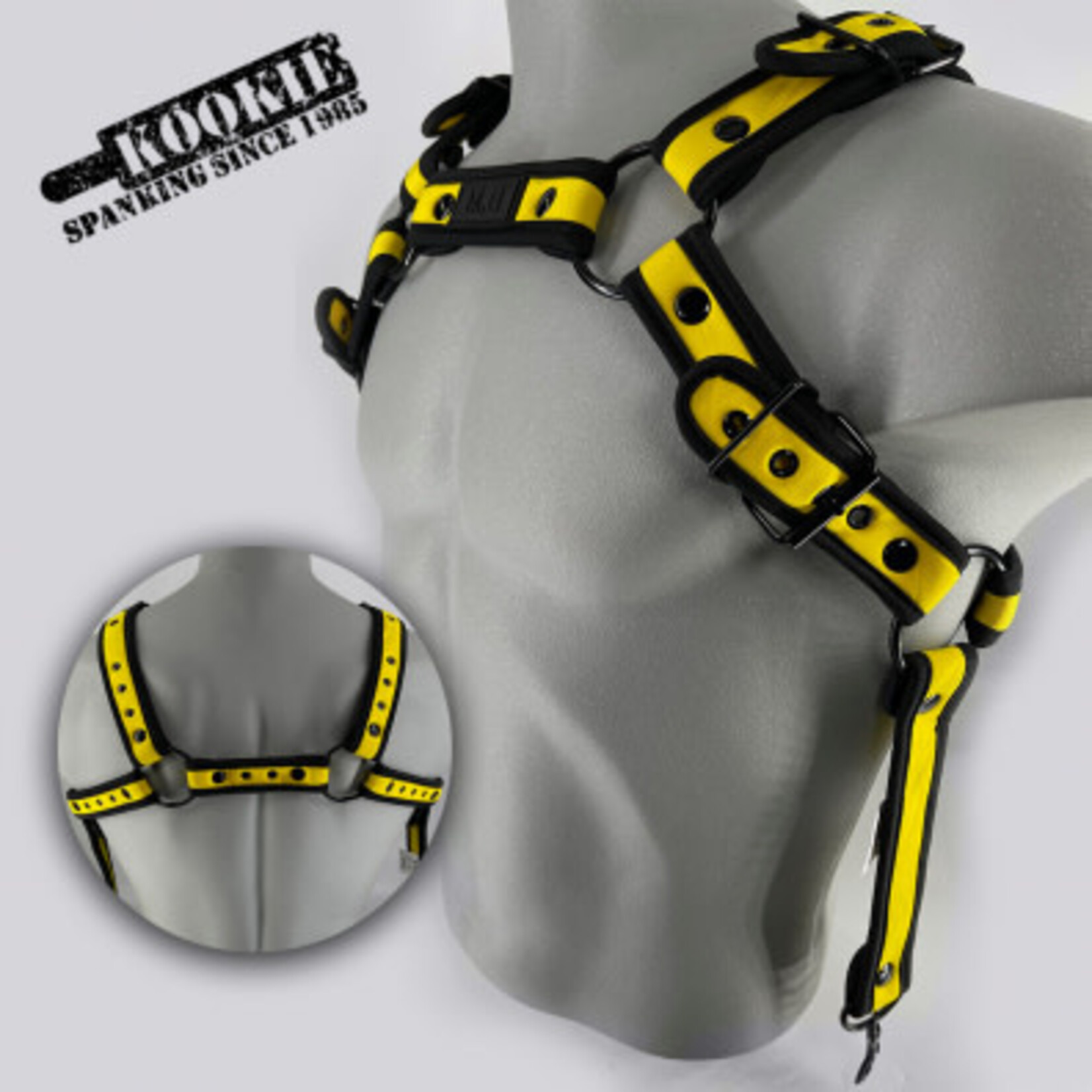 Kookie Kookie - Neoprene Pit Bull Suspender Harness - Yellow/Black - OSFA
