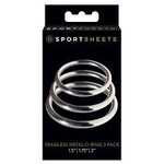 SportSheets Sportsheets 3 pack seamless Metal Cockring set 1.5”, 1.75”,  2”