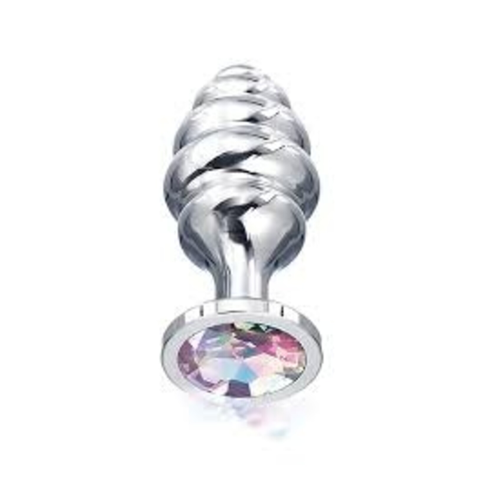 nixie Nixie Honey Dipper Ribbed Metalic Butt Plug With Rainbow Jewel Large