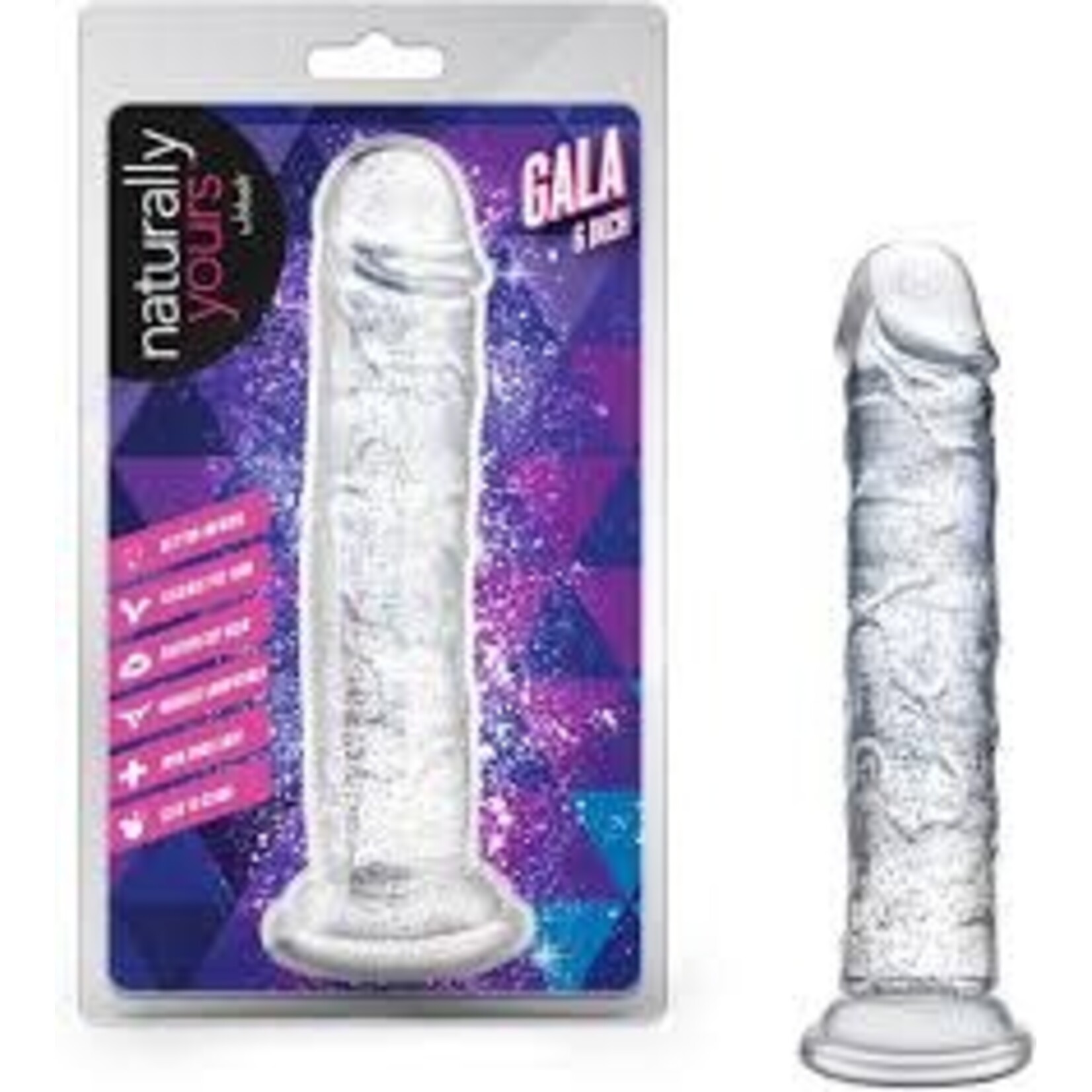 Naturally Yours Naturally Yours 6” Gala Clear Sparkling Dildo