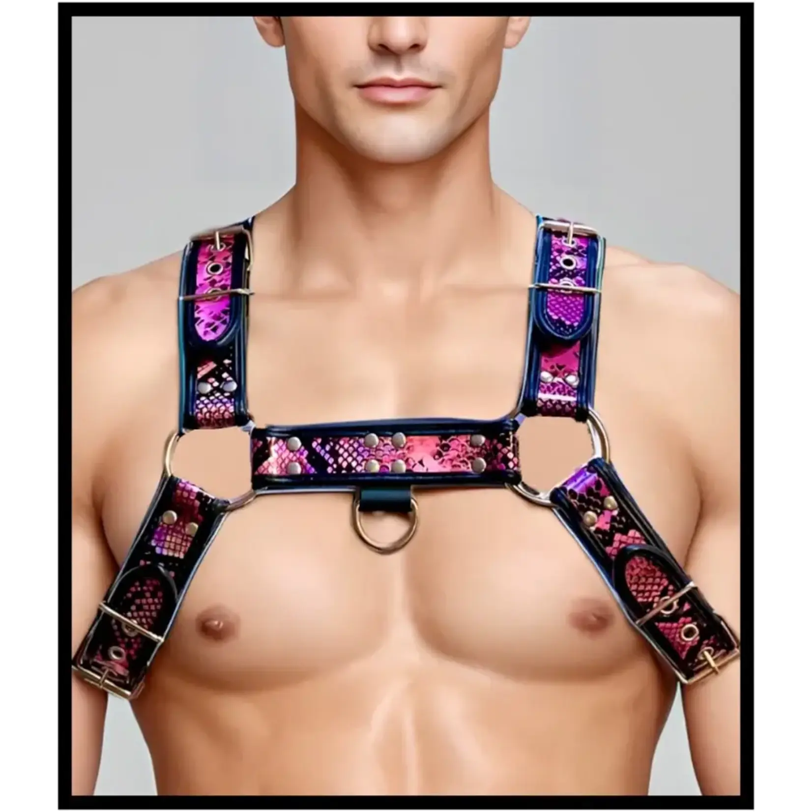 Folton Fetish Wear FFW - Seduction Snake Mens Bulldog Chest Harness
