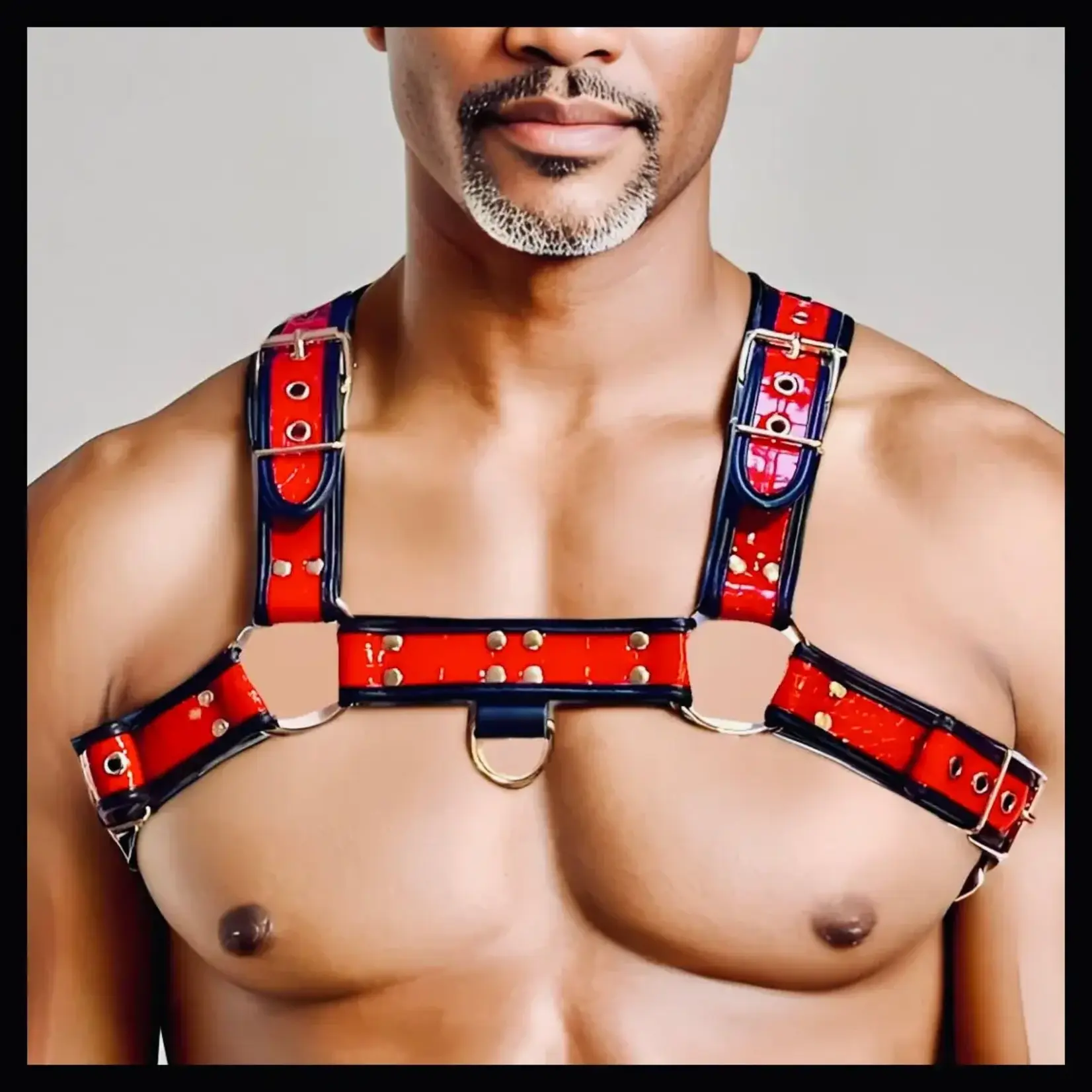 Folton Fetish Wear FFW - Inferno Mens Crocodile Embossed Bulldog Chest Harness