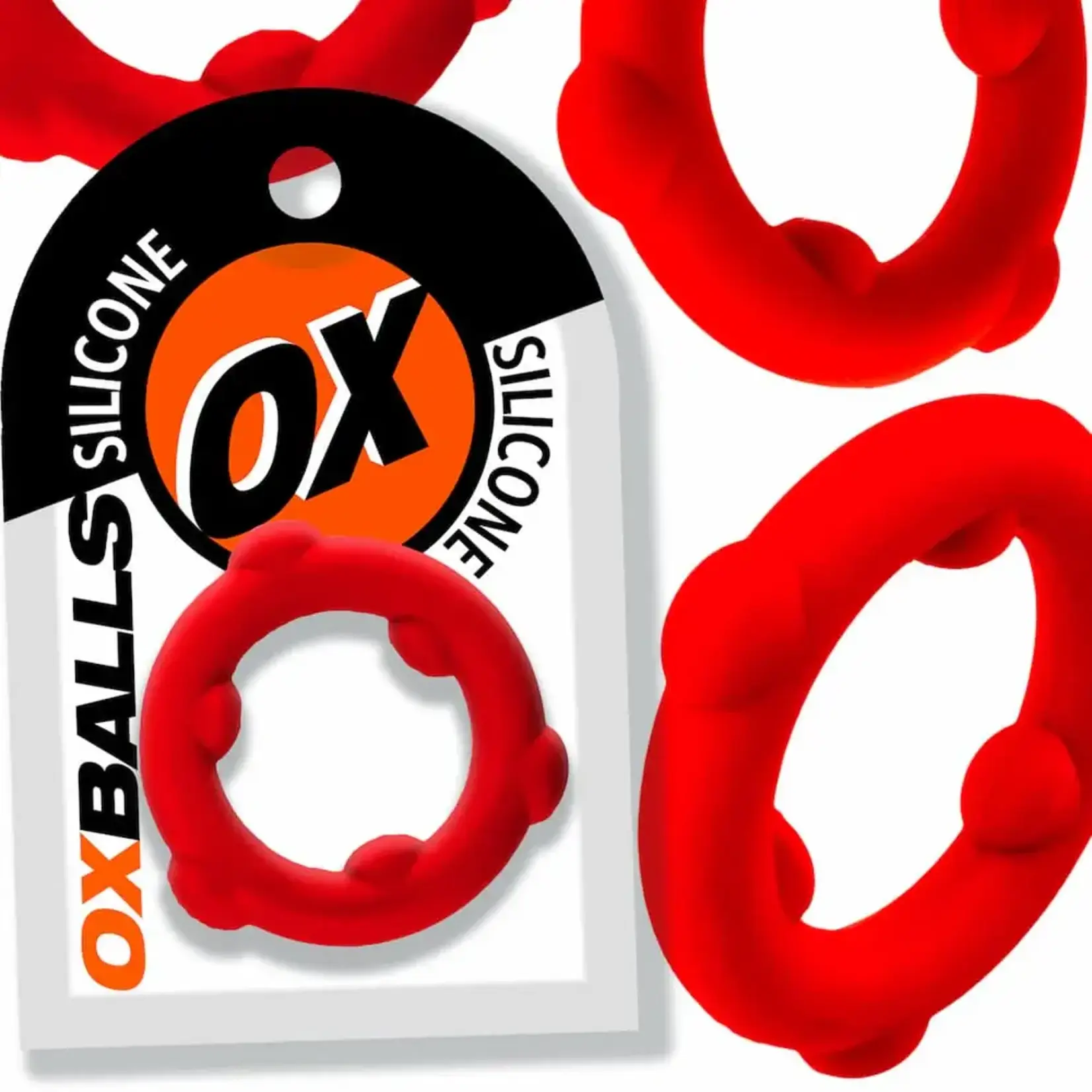 OxBalls Oxballs Spinner Silicone Cock Ring- Red