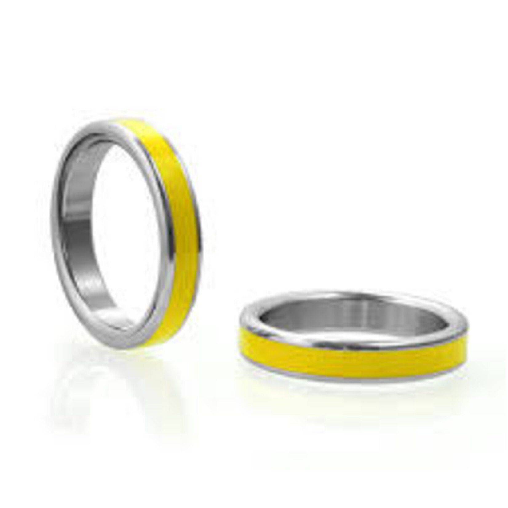 M2M M2M Stainless Cockring 1.875” Chrome with Yellow