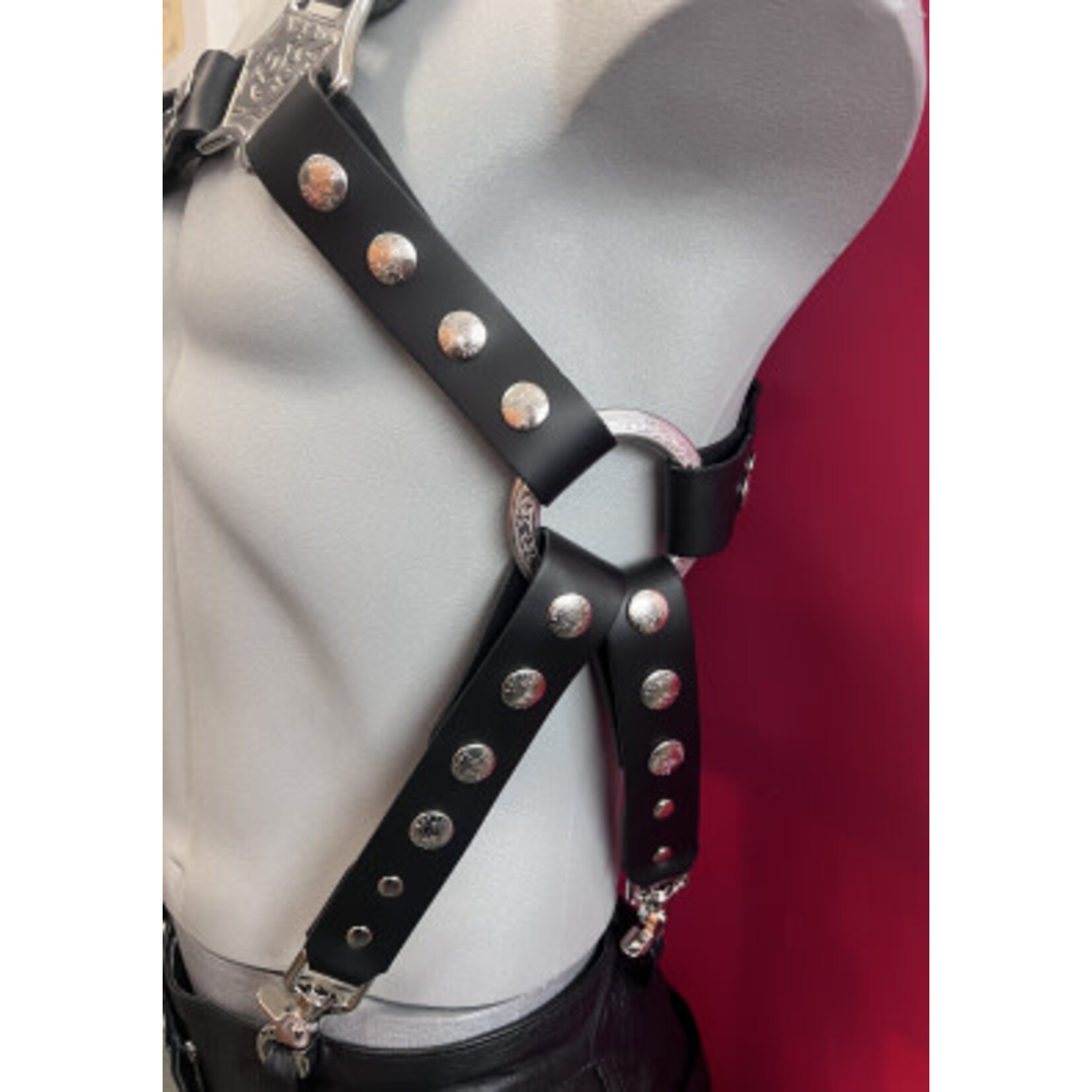 Kookie Kookie Floral Suspender Harness- Black Leather