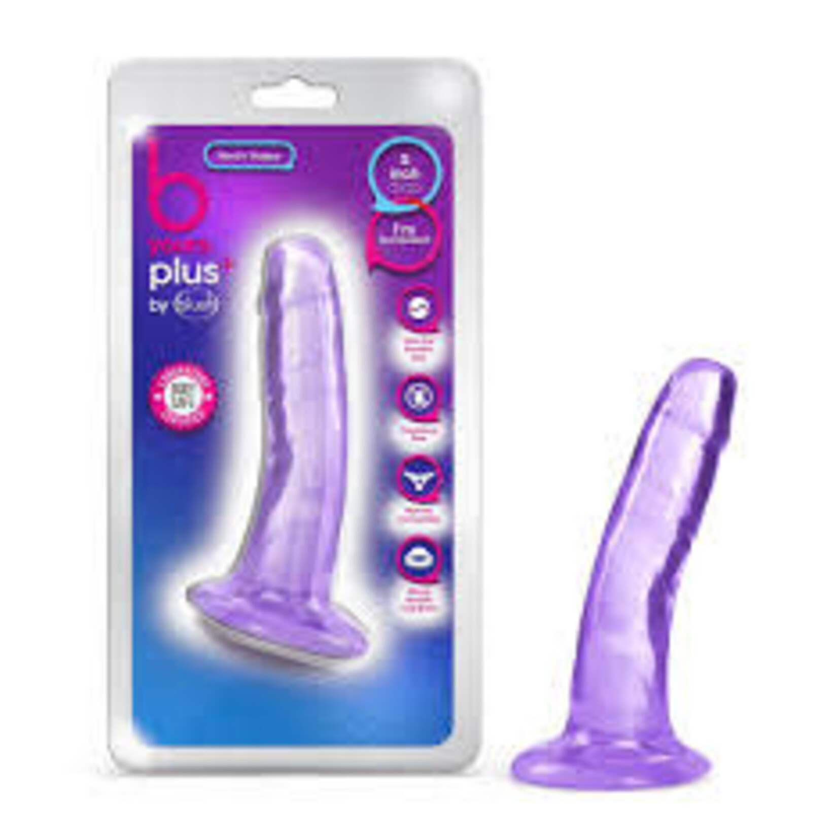 b yours b yours 5" Happy n Hard Dildo with Suction Cup Purple