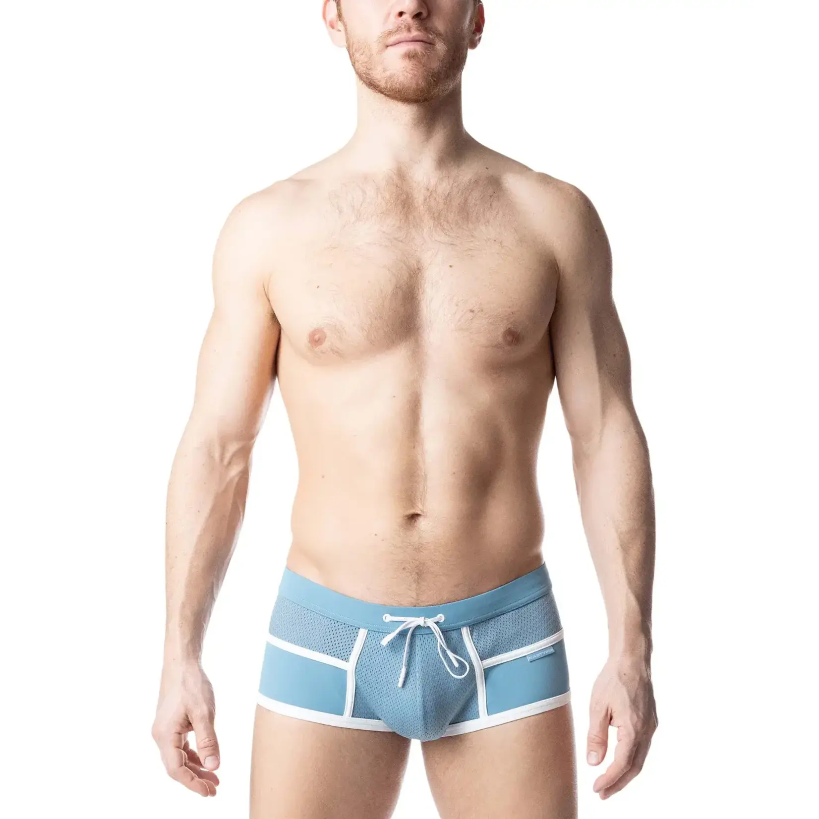 Nasty Pig Nasty Pig - Overlay Square Cut Swim Trunk- Light Teal/White