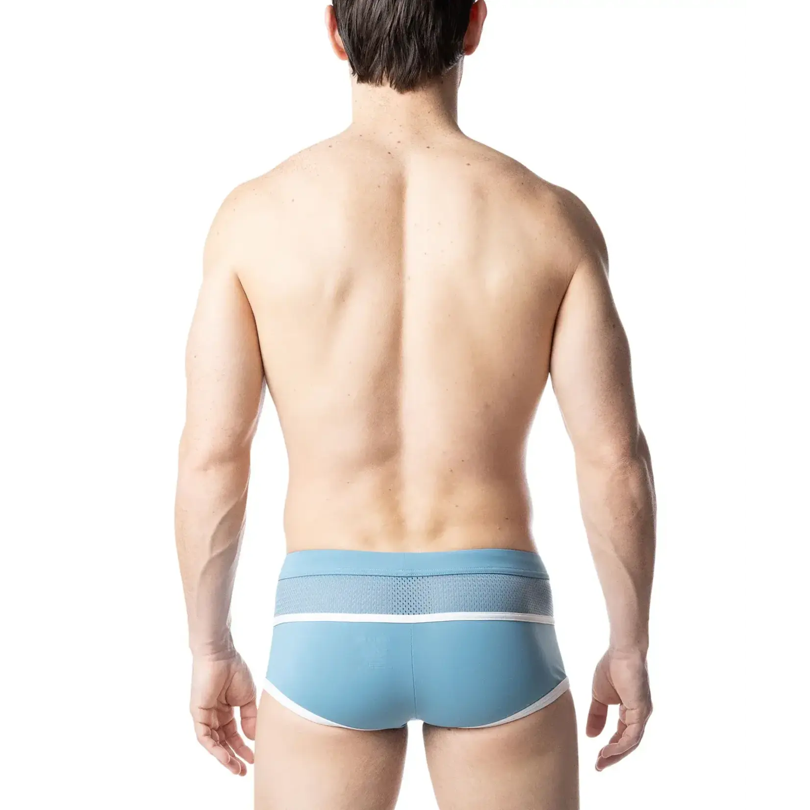 Nasty Pig Nasty Pig - Overlay Square Cut Swim Trunk- Light Teal/White