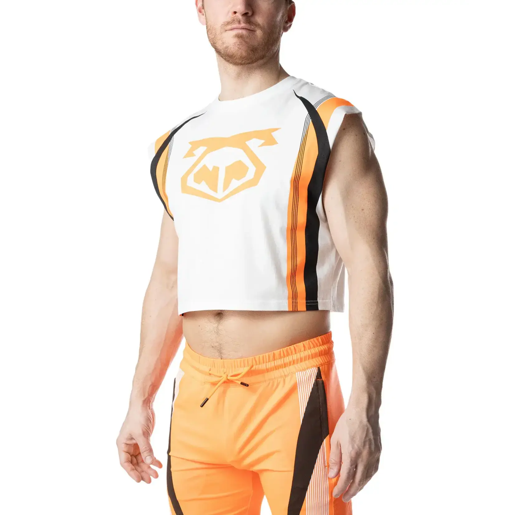 Nasty Pig Nasty Pig - Hyper Crop Top- White/Vibrant Orange/Black