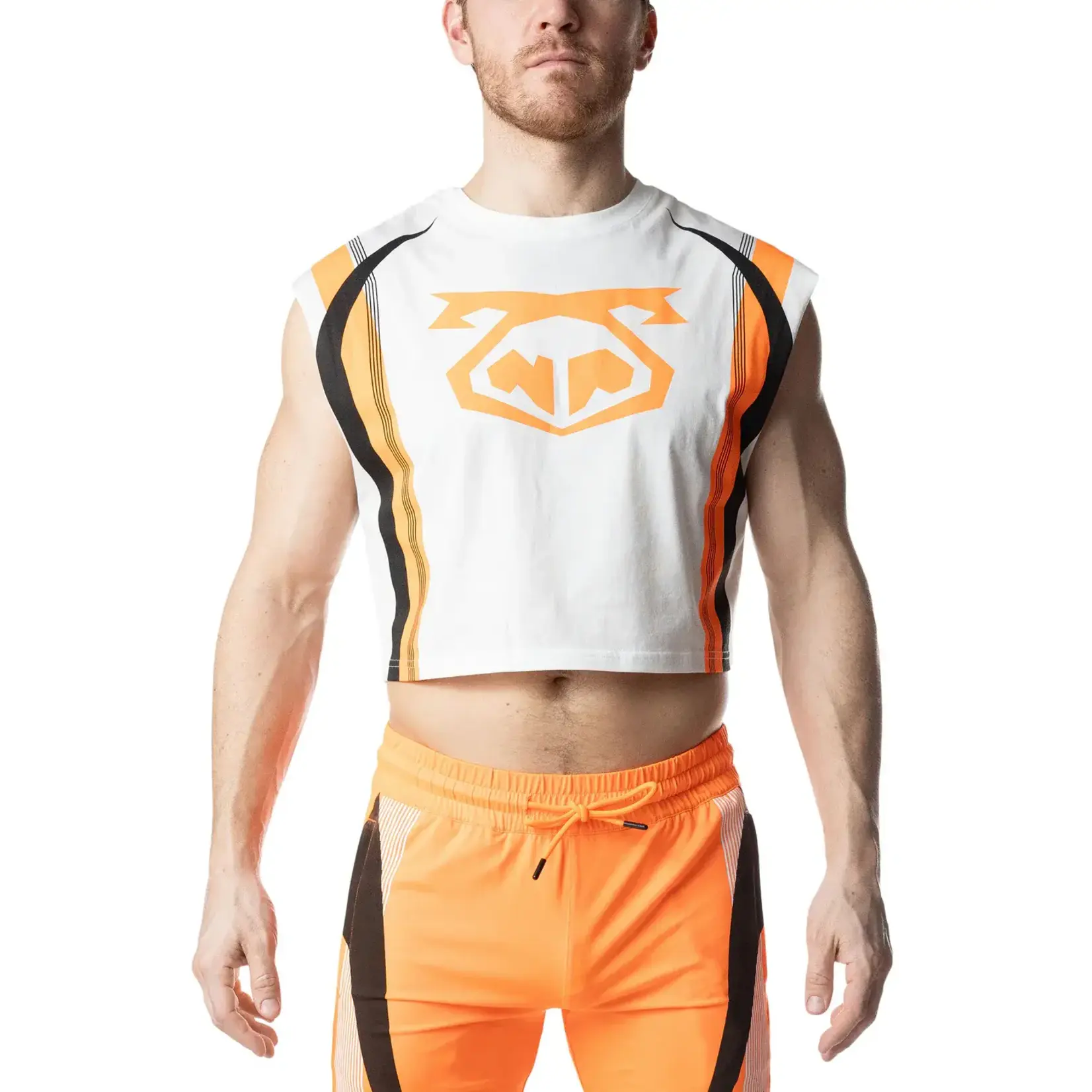 Nasty Pig Nasty Pig - Hyper Crop Top- White/Vibrant Orange/Black