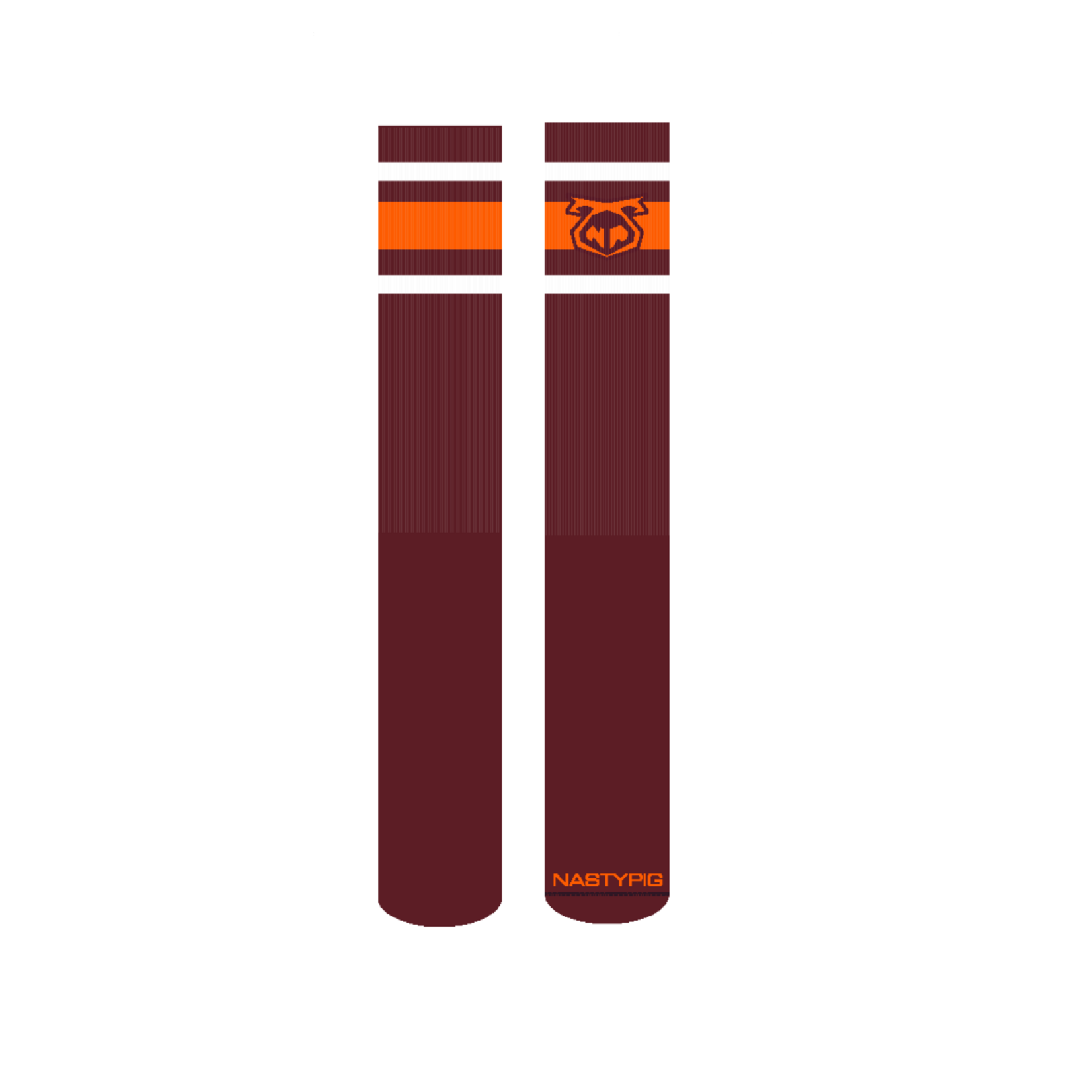 Nasty Pig Nasty Pig - Hook’d Up Sport Socks 3.0- Burgundy/Vibrant Orange/White OSFA