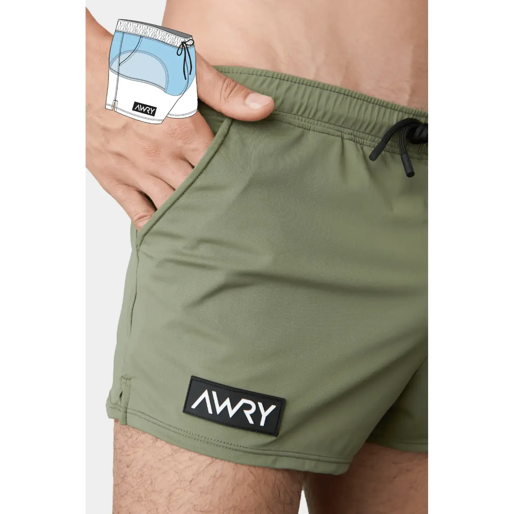 AWRY AWRY - HYBRID Shorts - Moss Green