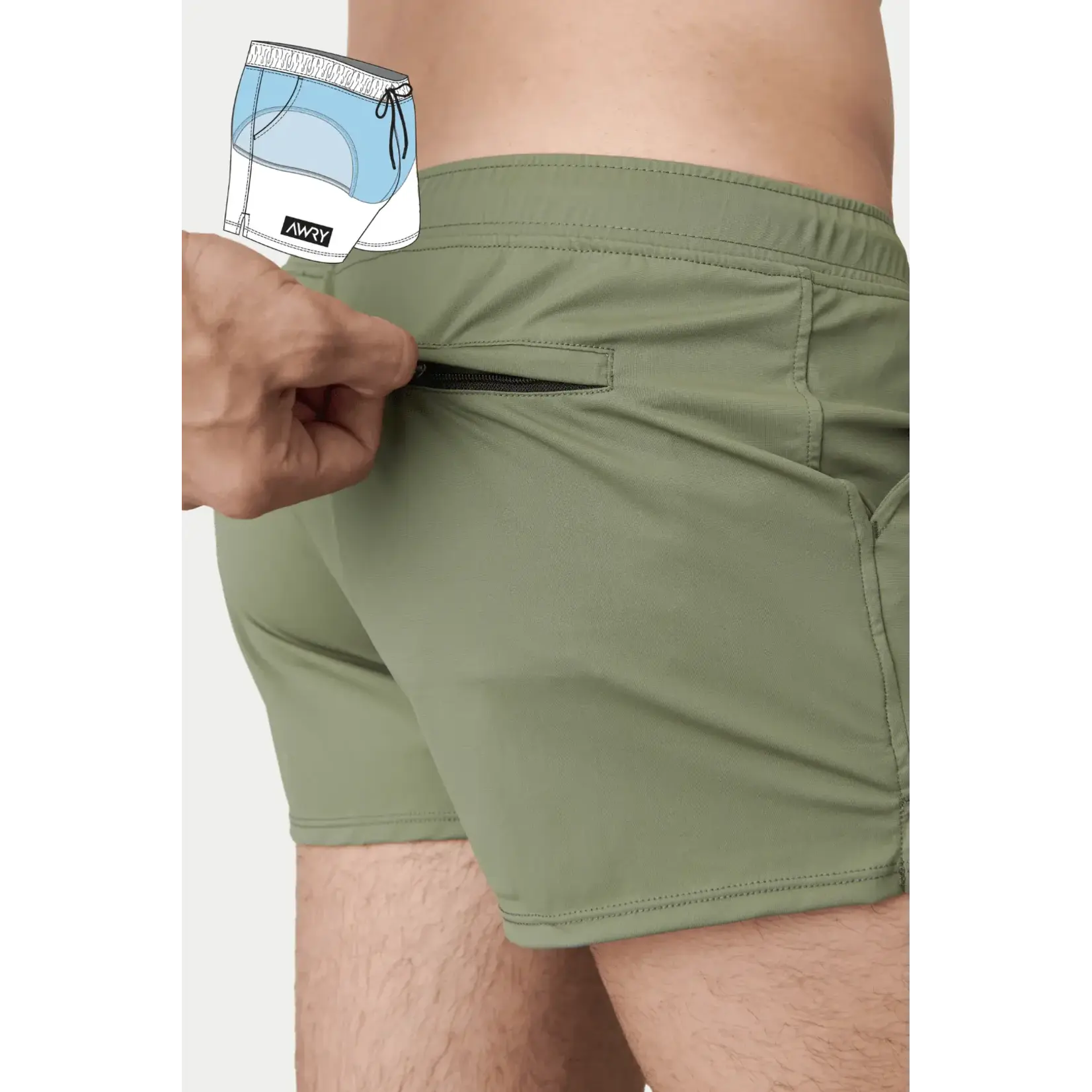 AWRY AWRY - HYBRID Shorts - Moss Green