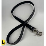 Kookie Kookie- Black Leather Leash w/ Chrome -36”