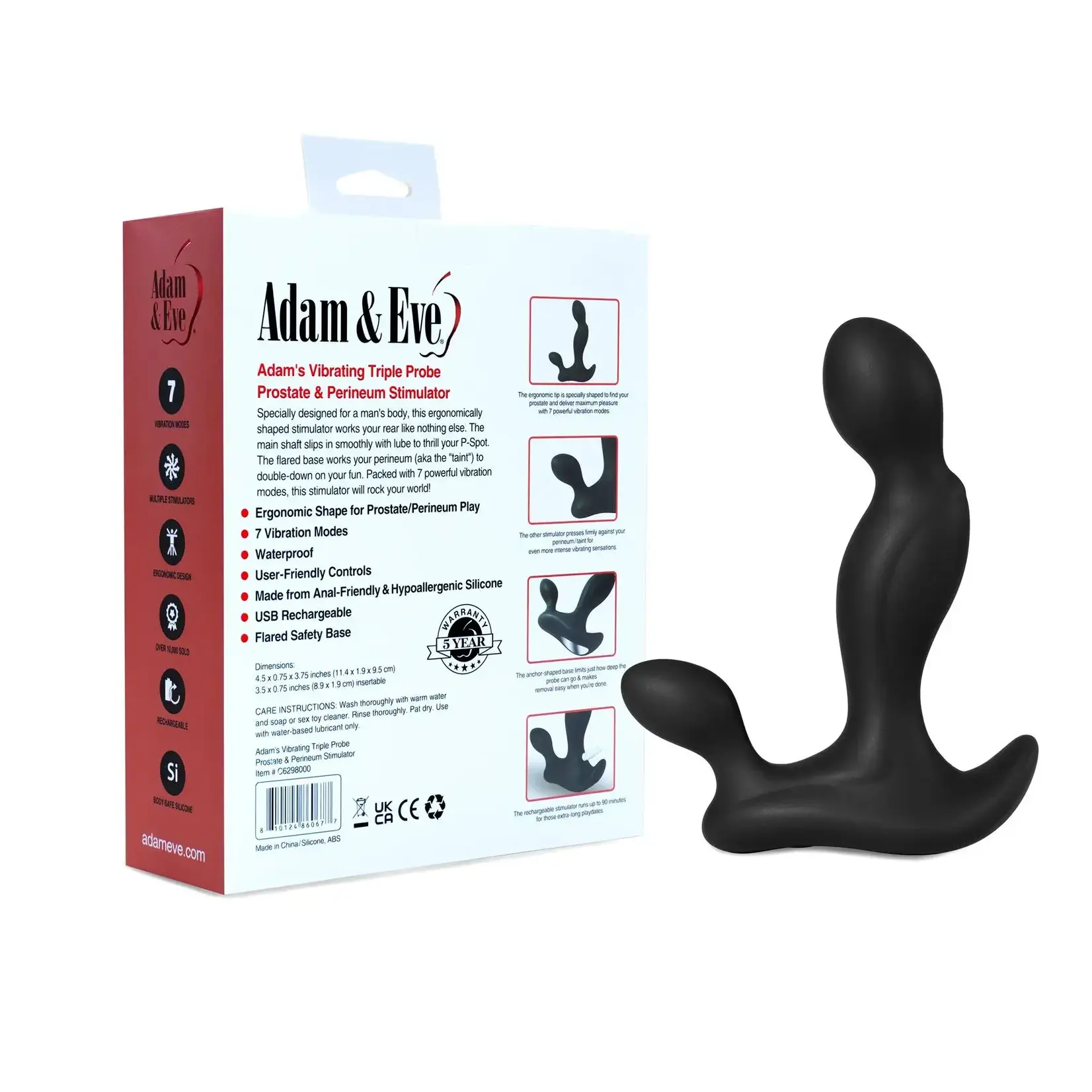 adam and eve A&E Adam’s Vibrating Triple Probe Prostate Stimulator
