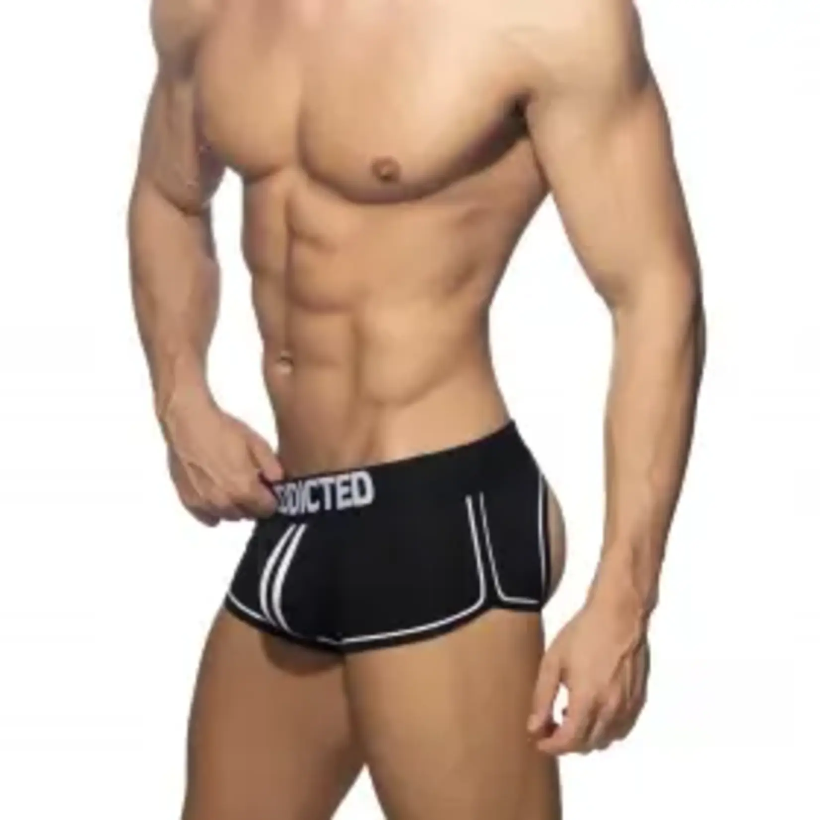 Addicted Addicted- Double Piping Bottomless Boxer-Black