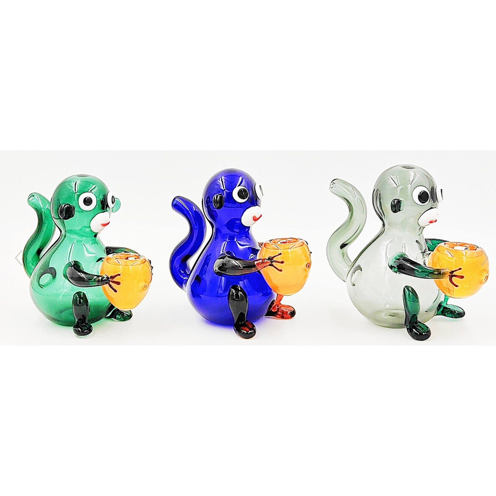 5” 160gr. Color Tube Monkey Glass Animal Pipe