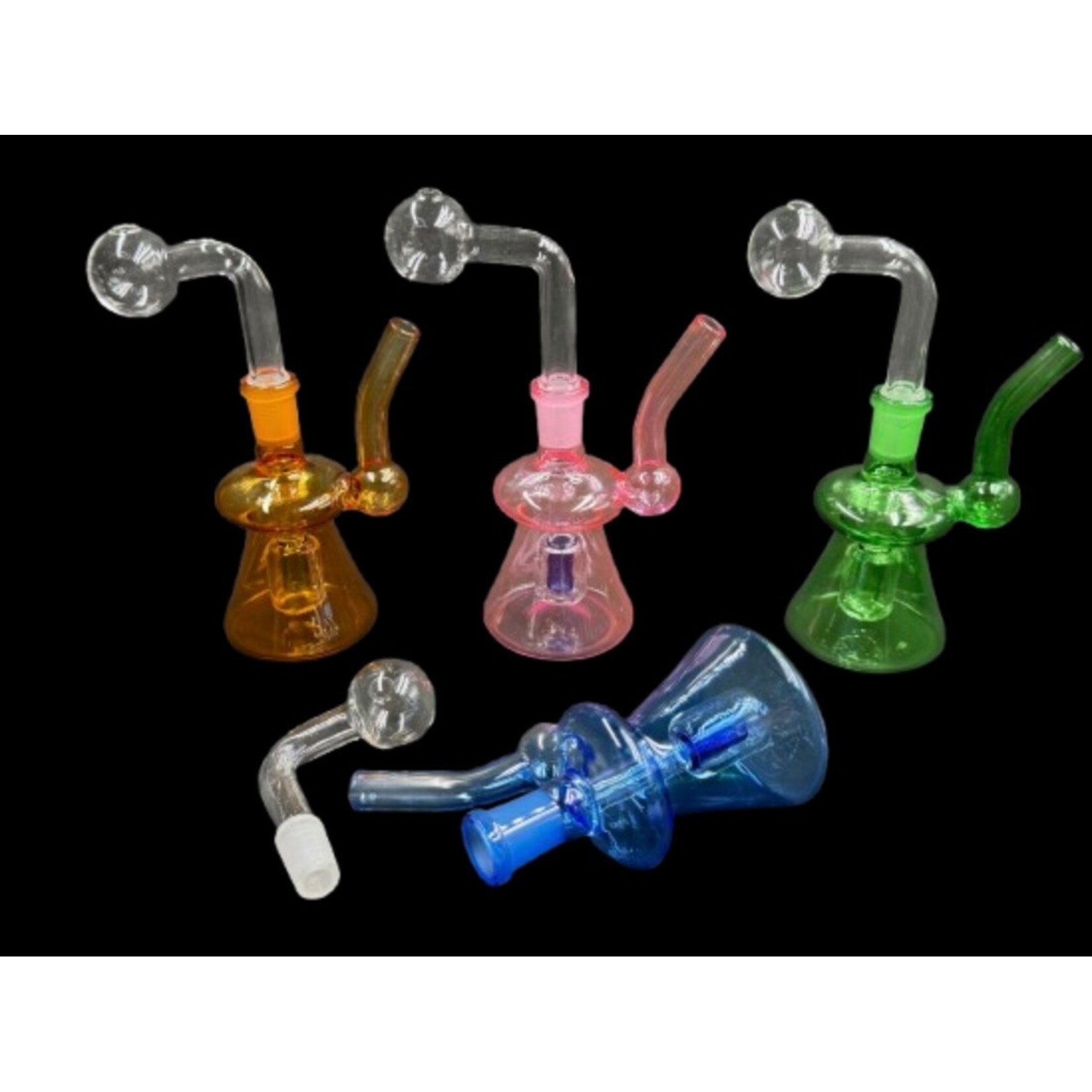 4.5” Mixed Colored Inside Tube Glass Oil Rig Bubbler