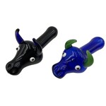6” 80Gr. Mixed Colored Buffalo Design Glass Pipe
