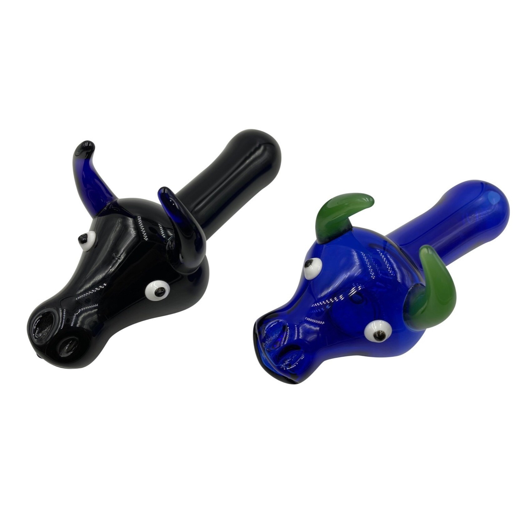 6” 80Gr. Mixed Colored Buffalo Design Glass Pipe
