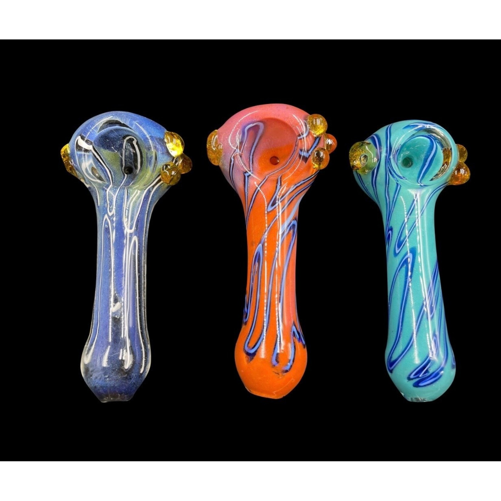4.5” 90Gr. Lining Colored Beads Design Glass Pipe