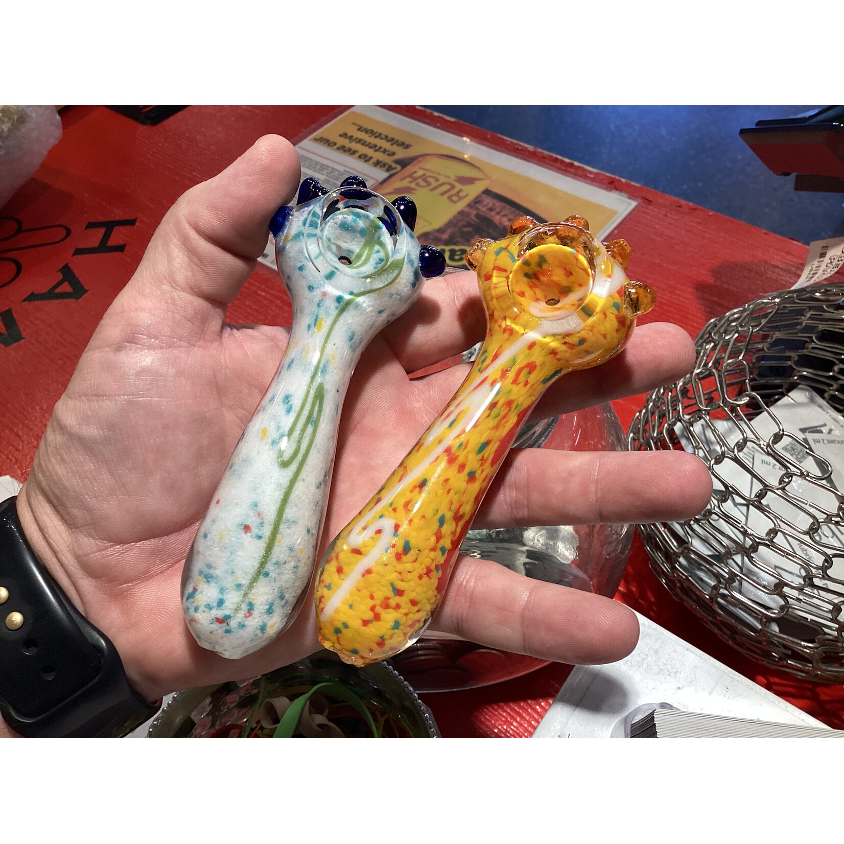 5” 110Gr. Beads Striped Multi Colored Glass Pipe