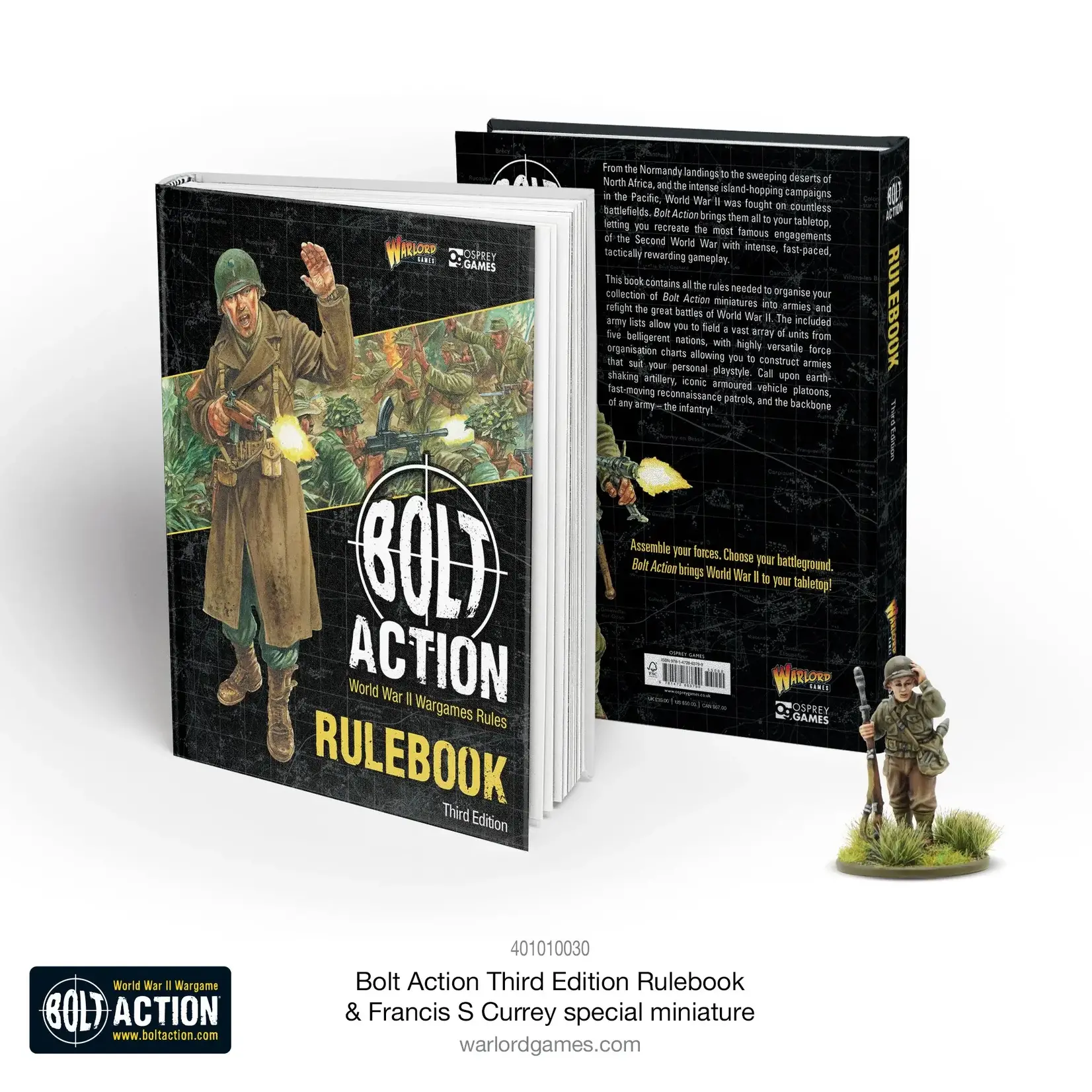 Warlord Games Bolt Action 3rd Edition Rulebook with Francis S. Curry Special Miniature