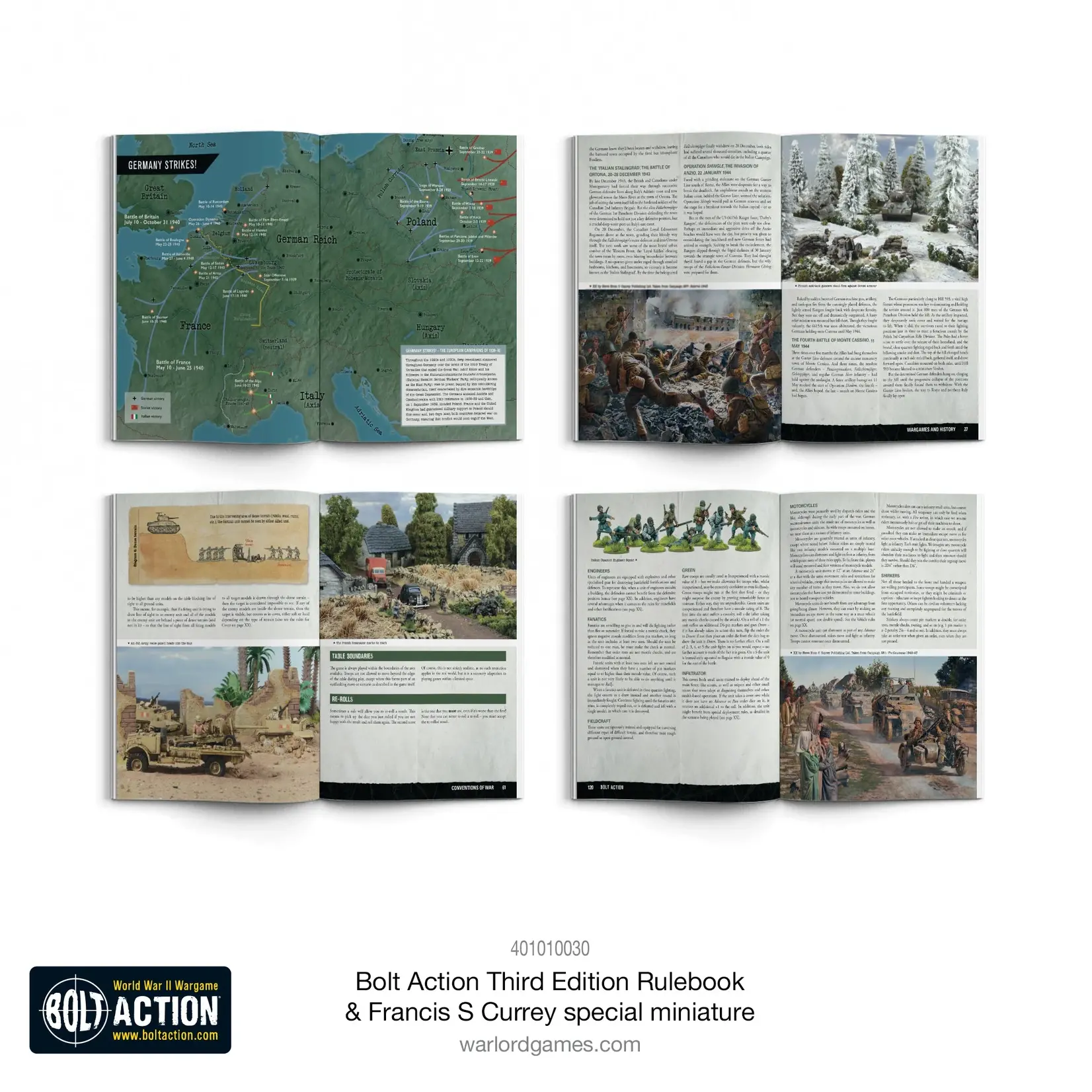 Warlord Games Bolt Action 3rd Edition Rulebook with Francis S. Curry Special Miniature