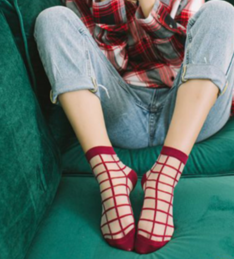 XS Unified Sheer Windowpane Socks