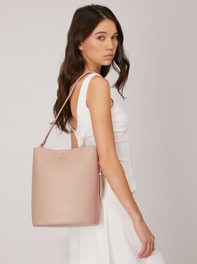 Truffle Collection structured bucket bag with cross body strap in black