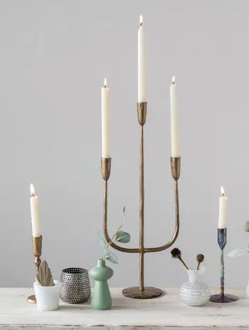 Creative Co-op Hand Forged Iron Candelabra