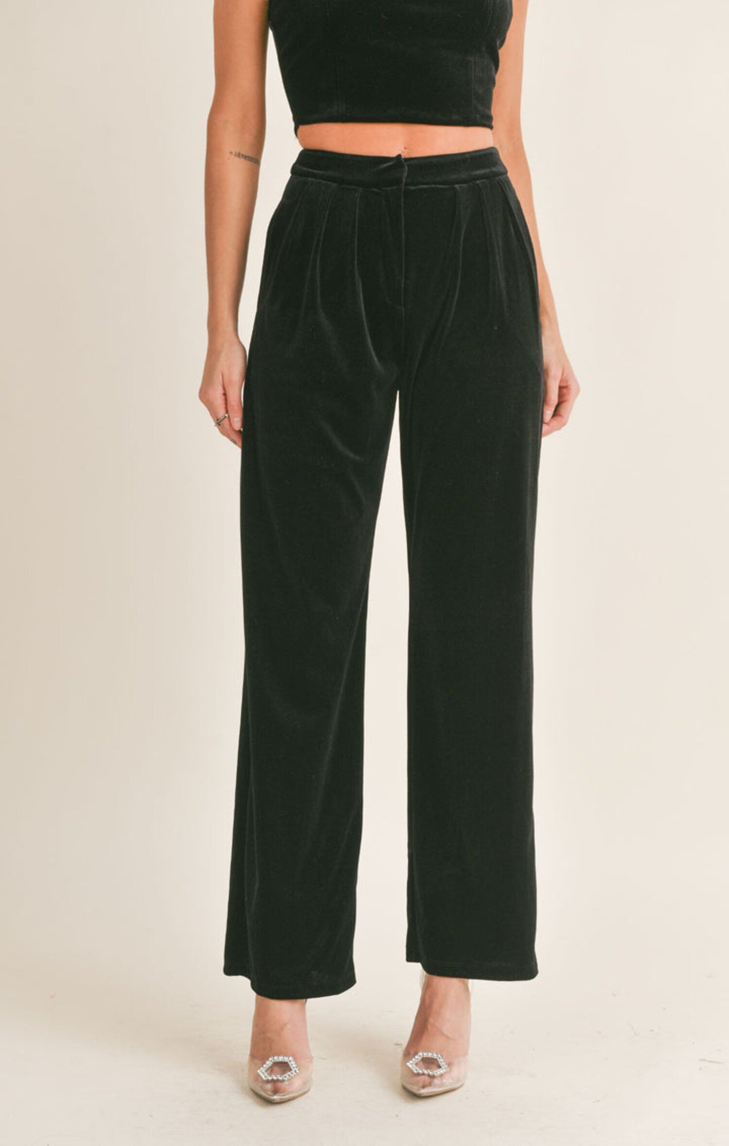 Sage The Label High Voltage Pleated Velvet Pants