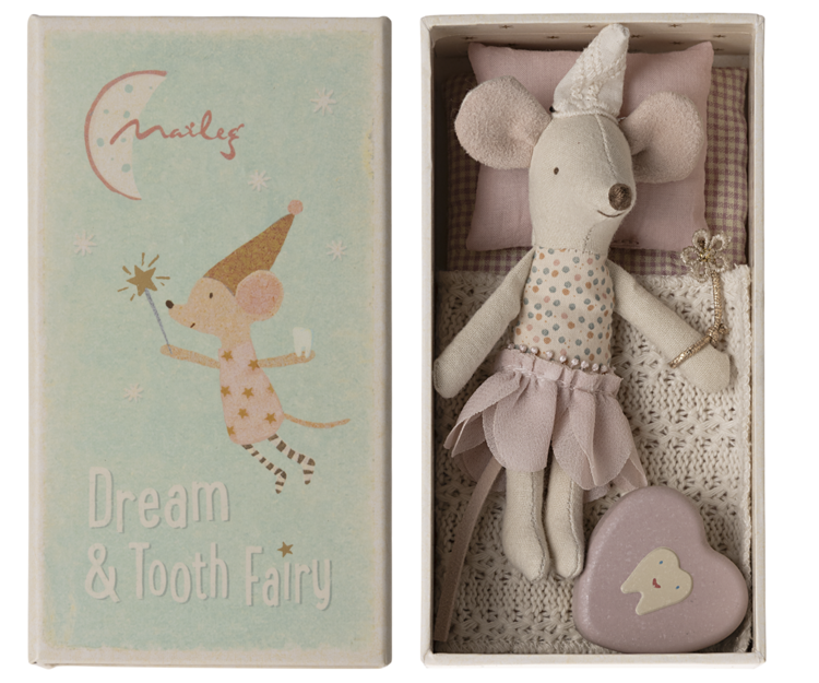 Maileg Little Sister Tooth Fairy Mouse in Matchbox