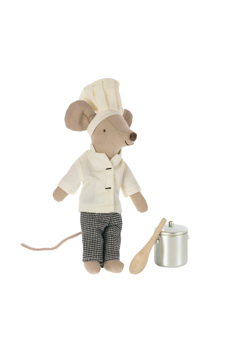 Maileg Chef Mouse w Soup Pot & Spoon