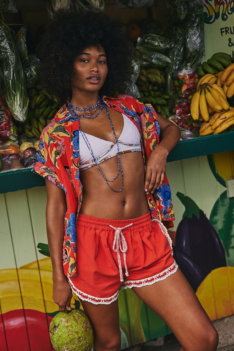 Free People We The Free Retro Tropics Palm Linen Top