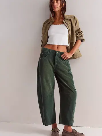 Free People We The Free Good Luck Mid-Rise Cord Barrel Jeans