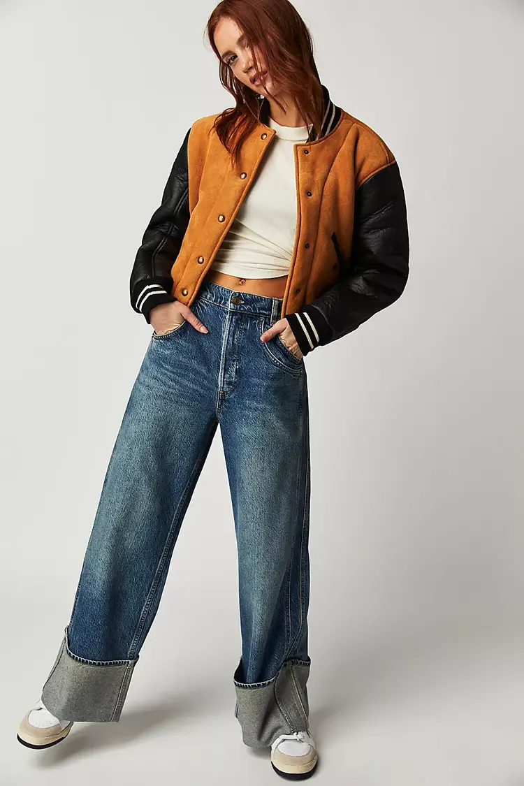 Free People Final Countdown Cuffed Low-Rise Jeans